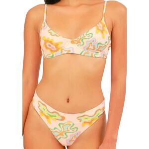 Blackbough Liv Pink Floral Colorful Psychedelic Print Bikini Womens Small